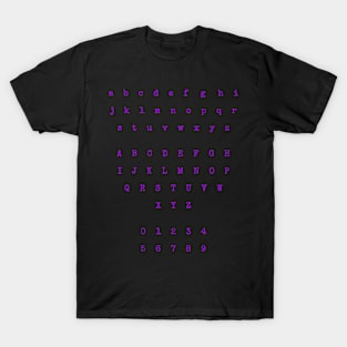 Lilac Typewriter Letters and Numbers T-Shirt